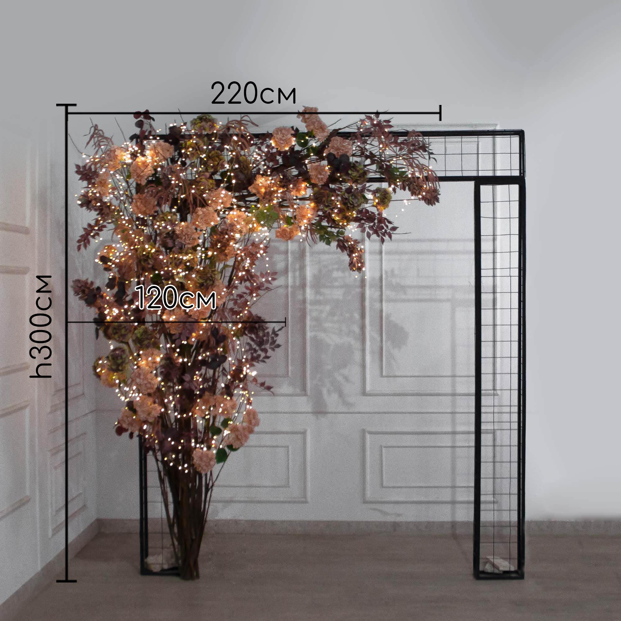 ДЛ177/СВ03(Пр)(Fix)(F) Декор вход. группы h300см на прутьях, пристен. с гирляндой,пепельно-пурпур._2