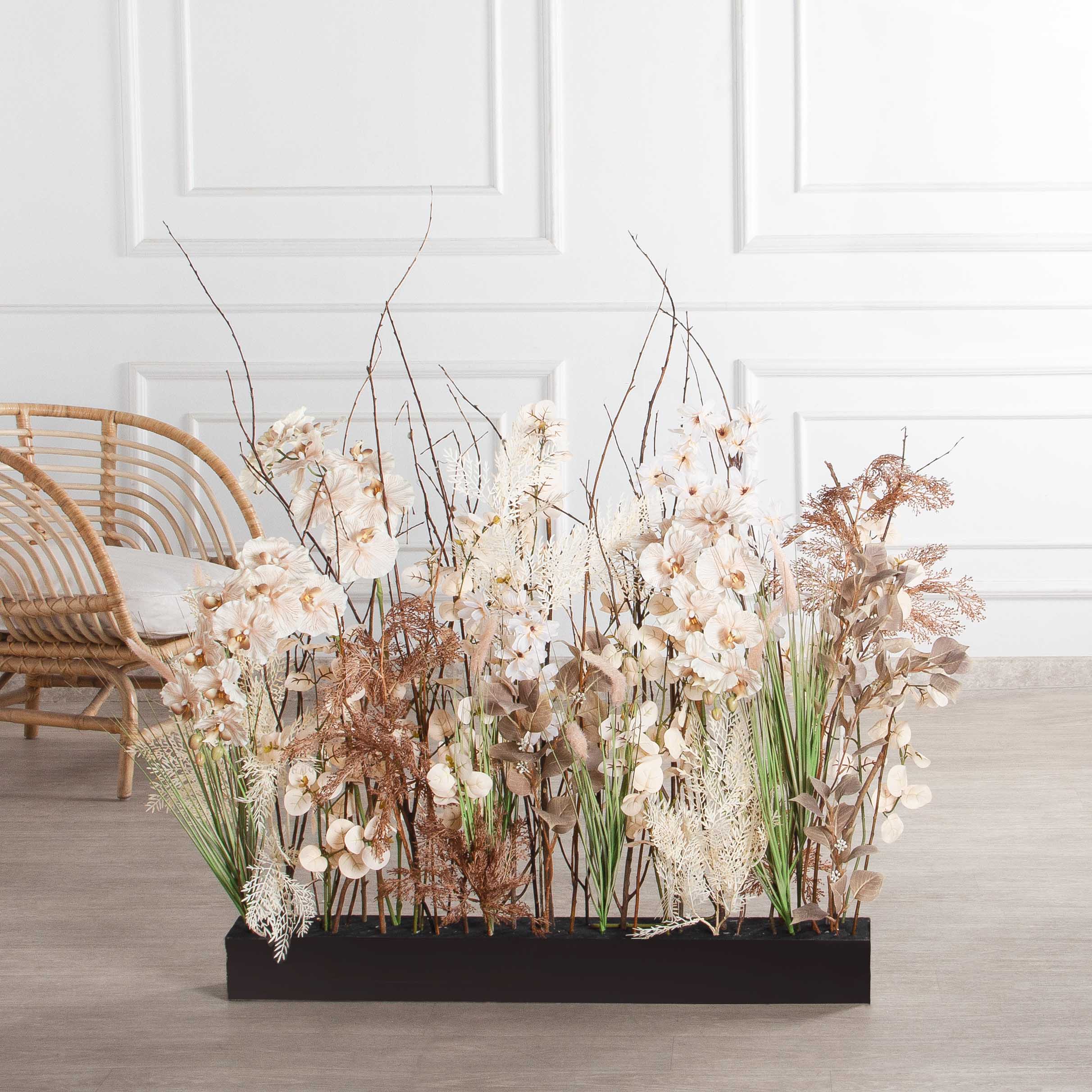 К546(Пр)(F) Композиция искусственная с орхидеями на основании,бежевая_3