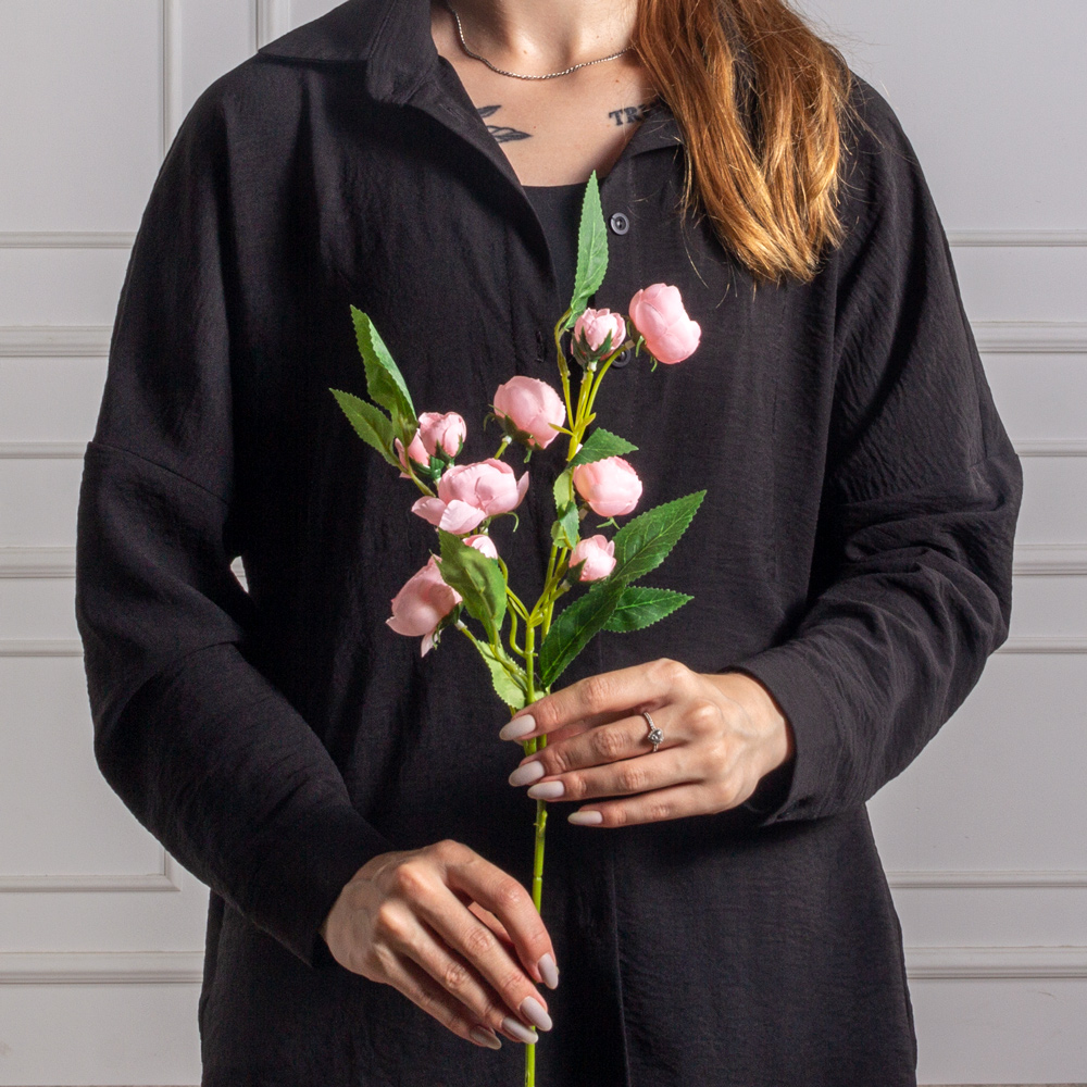 7141А/0443-3/1 Ранункулюс искусственный, 5 голов, 6 бутонов, h51см, розовый_4