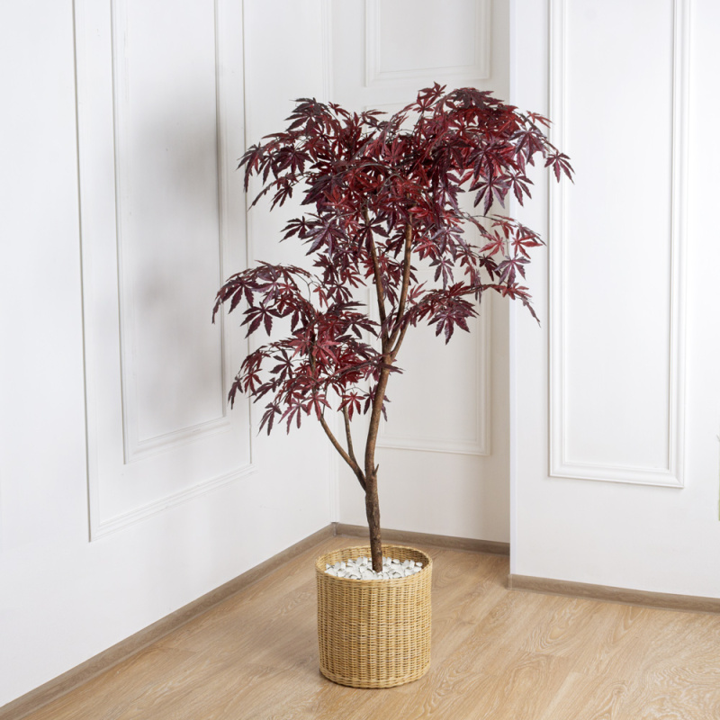 155/РН/400(F) Клён искусственный японский h155см, красный в кашпо_1