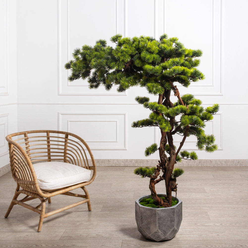 БС150/2К/ОС/3000(з)(F) Бонсай искусственный Сосна h150см в кашпо _1