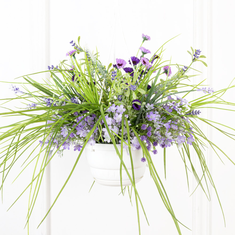 К335 Разнотравье (фиолет) в подвесном кашпо d-13см (65*65*h-35см)_3