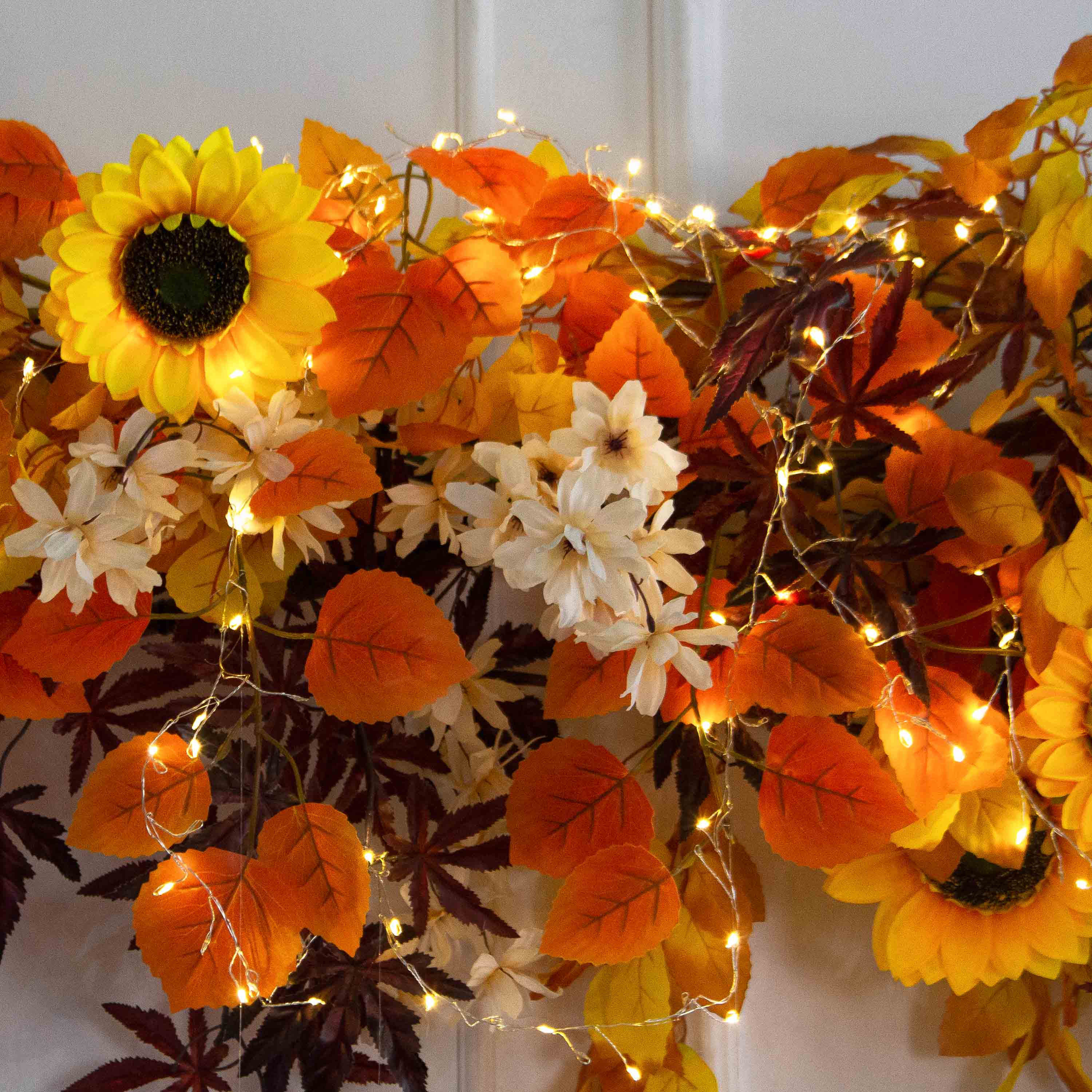 Л171/СВ03(Пр)(F) Лиана искусственная с подсолнухами и гирляндой Роса L100см_3