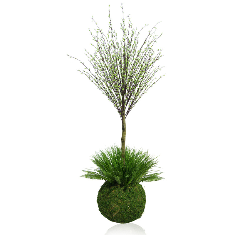ККДД180/195(з.) Кокедама d40см Дерево с молодыми побегами h180см_1