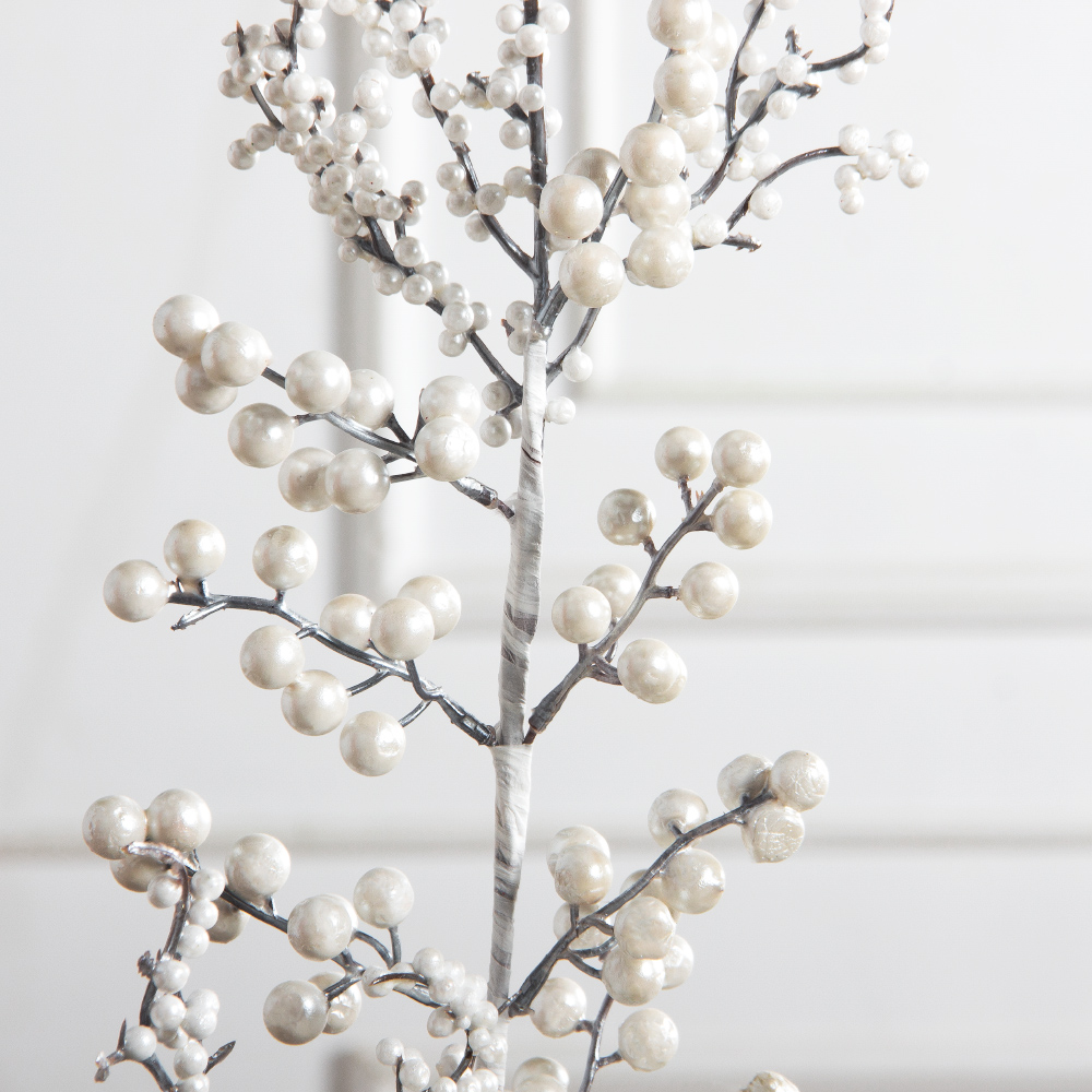 736А/9271-0169(F) Ветка с белыми ягодами h74см(44+30см) 10 частей_3