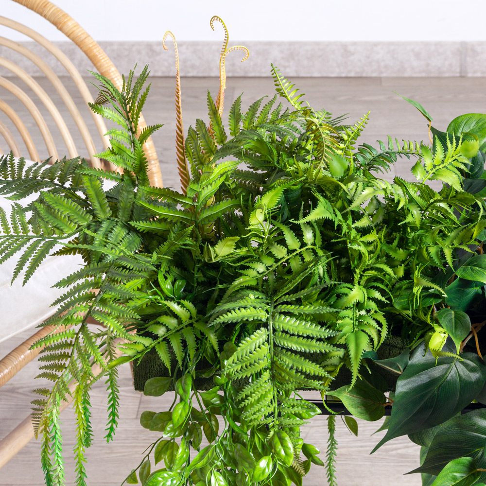 ВМ15/4(з)(F) Папоротники искусственные со сциндапсусом на вставке 50х15х5см_2