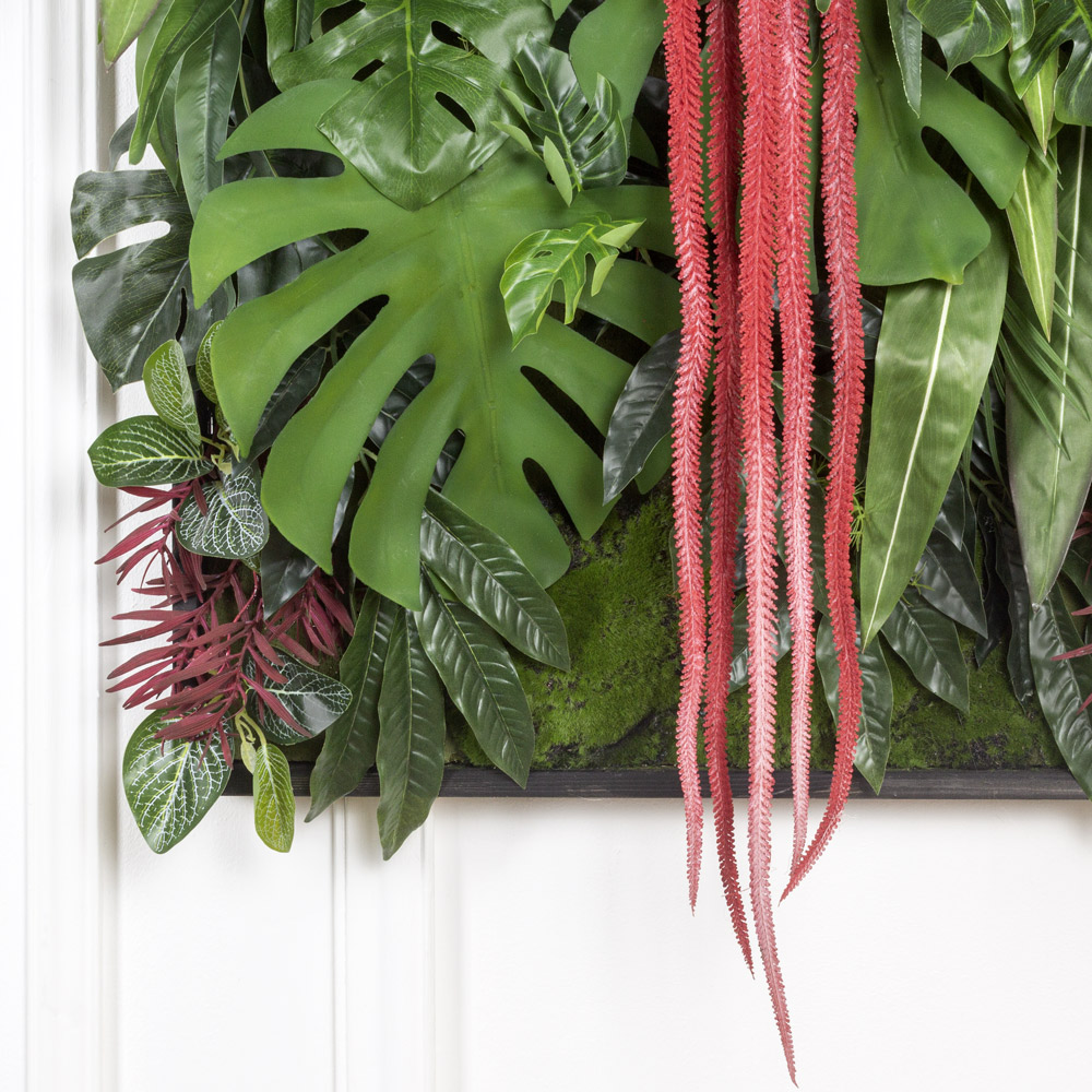 ФК25 Фитокартина искусственная с монстерой бордо в деревянной раме 80хh100см_1