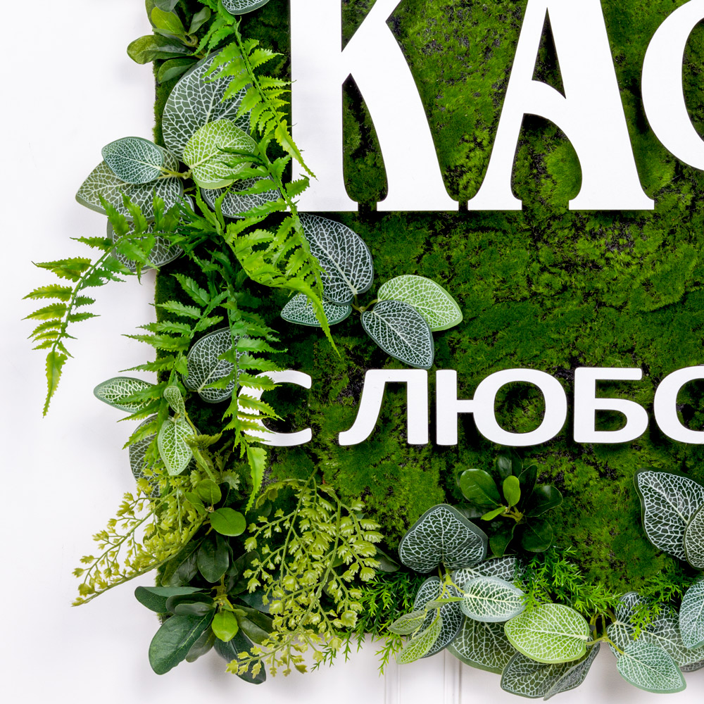 ФК82/5-2(з) Фитокартина искусственная 77хh92см с надписью 