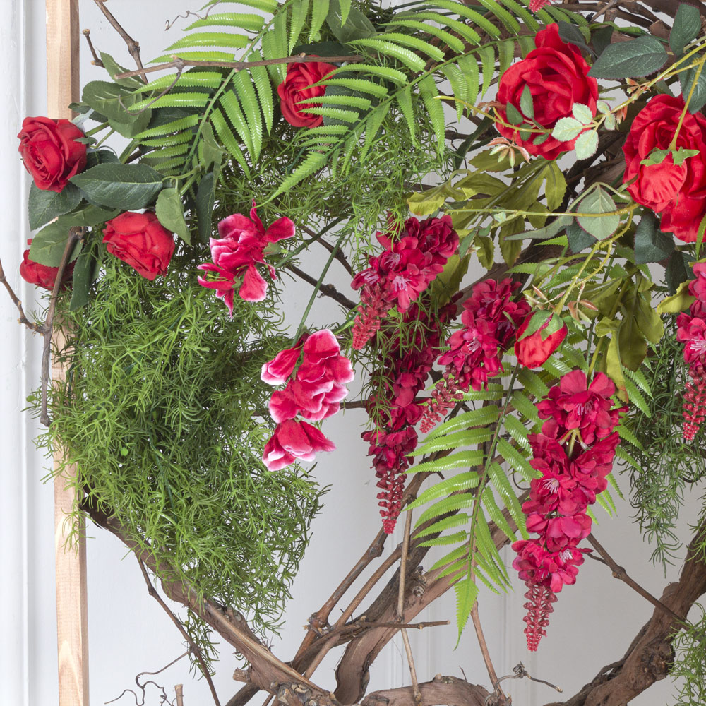 Ш180/60(з) Ширма декоративная искусственная цветочная в раме 140хh180см, бордо _3