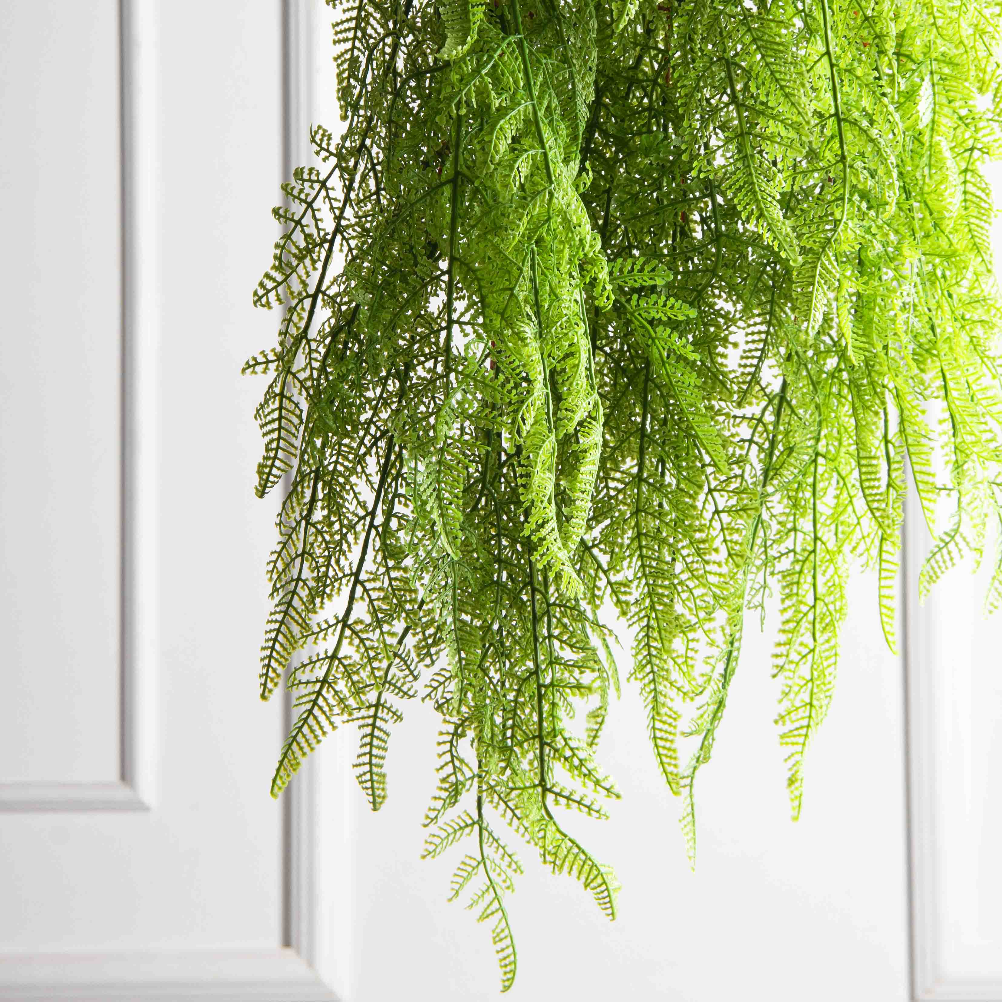 КС96(F) Папоротник Даваллия искусственная ампельная в кашпо_5