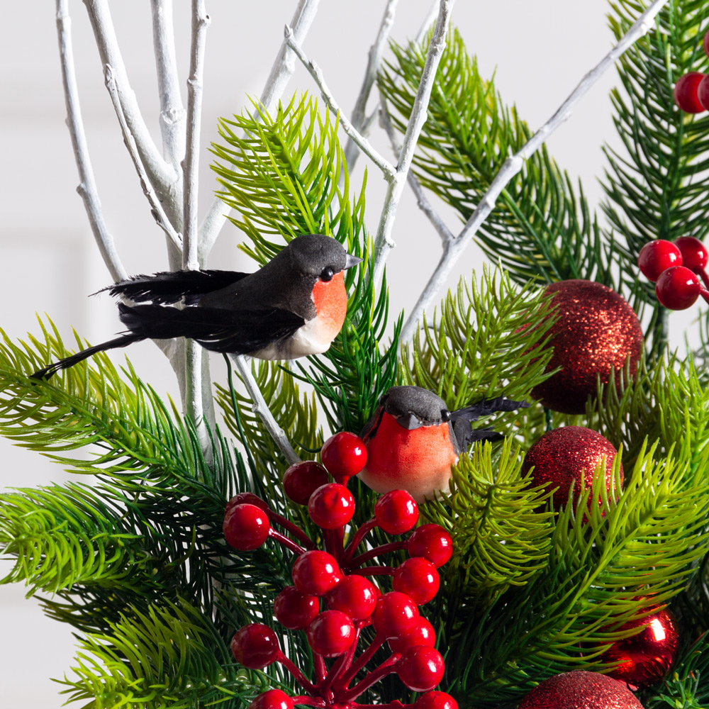 КНг56(F) Композиция НГ со снегирями в ящике 20х9хh8см _5