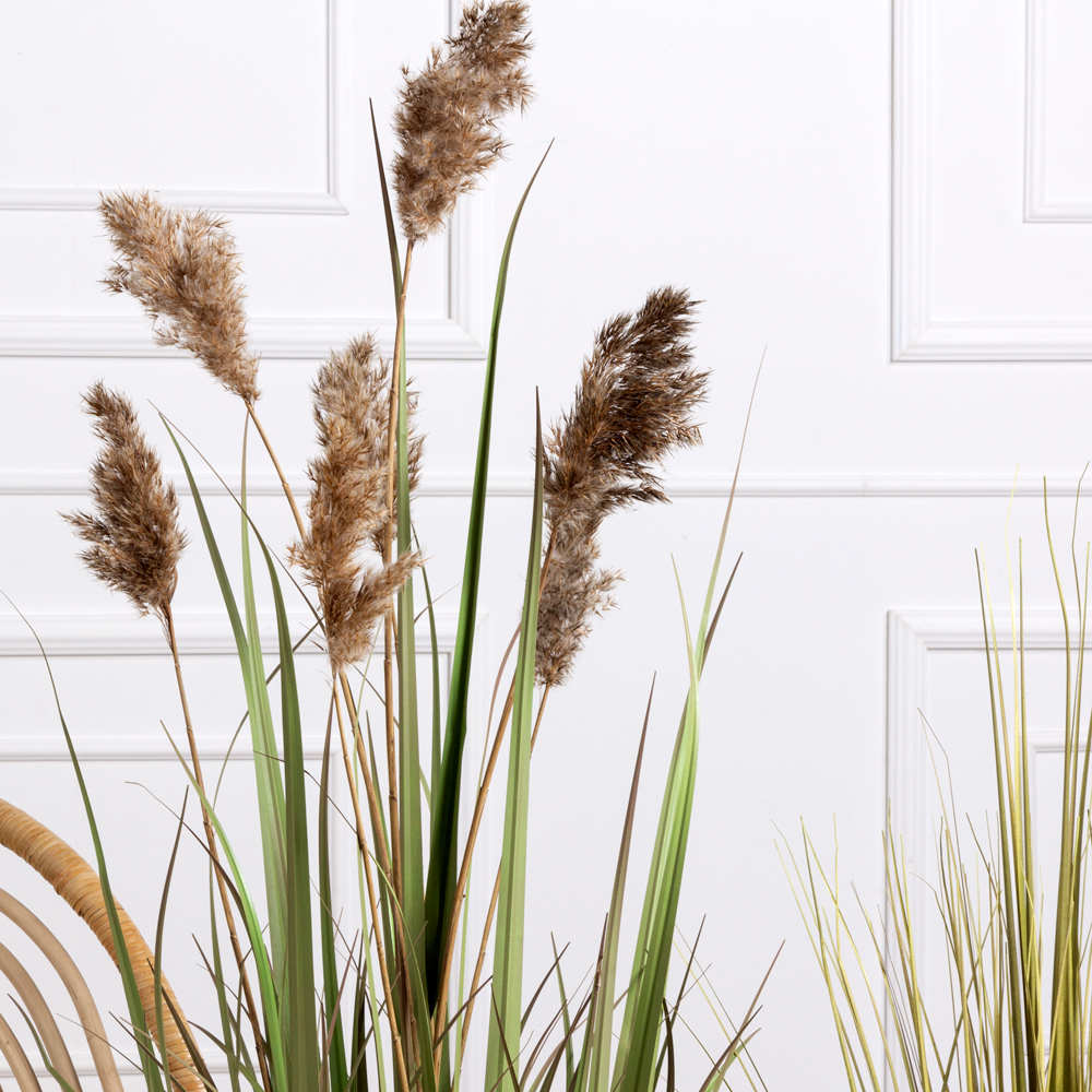 К351-4(з) Трава Осока искусственная h125см на кочке из мха 120х40см, желто-зеленая_7