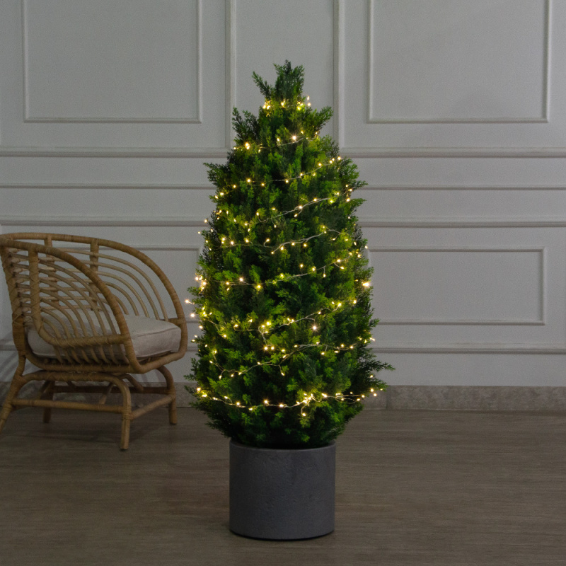 Т120/СВ03т/1460(Пр)(F) Туя искусственная конус  h120см с гирляндой Роса_1