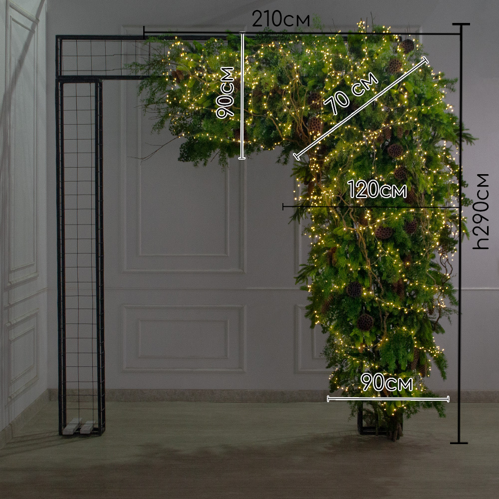 ДЛ184/СВ03т(Пр)(Fix)(F) Декор входной группы хвойный с декором h290см на прутьях,пристенный_2