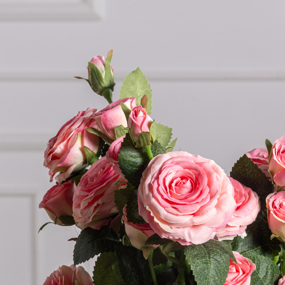 7141А/9149-11/1(F)Роза искусственная h75см, розовая, 3головы, 4бутона, шёлк_2