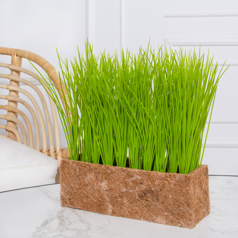 ТД058 Трава Осока искусственная h18-20см  в кокосовом боксе 25х8х8см_2