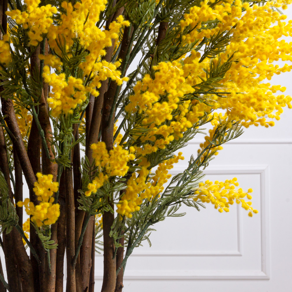 200/ШК/43-1(з)(F) Мимоза искусственная куст h200см, d120см в интерьерном кашпо_1