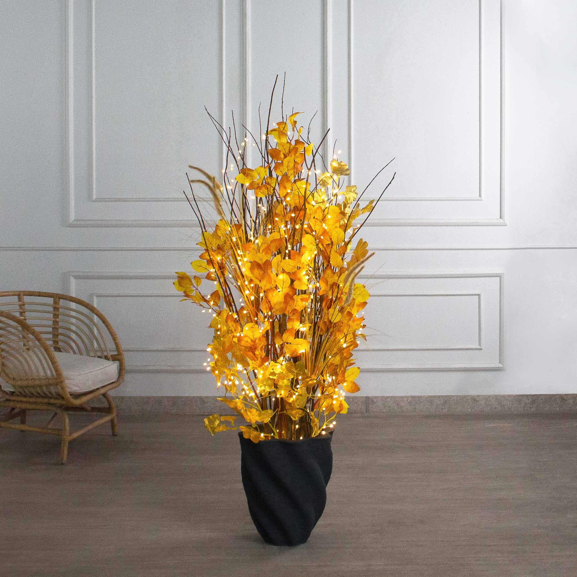 К550/СВ03(Пр)(F) Композиция искусственная на основании с гирляндой Роса, золото_2