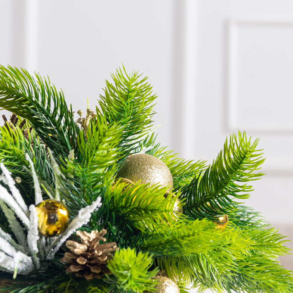 КНг65/3(Пр)(F) Композиция искусственная НГ в золотом кокосовом боксе d20,h8см, золотая_2