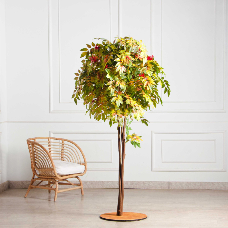 200/РН/424/50-1(з) Рябина искусственная осенняя с плодами h200см(латекс) на основании_1