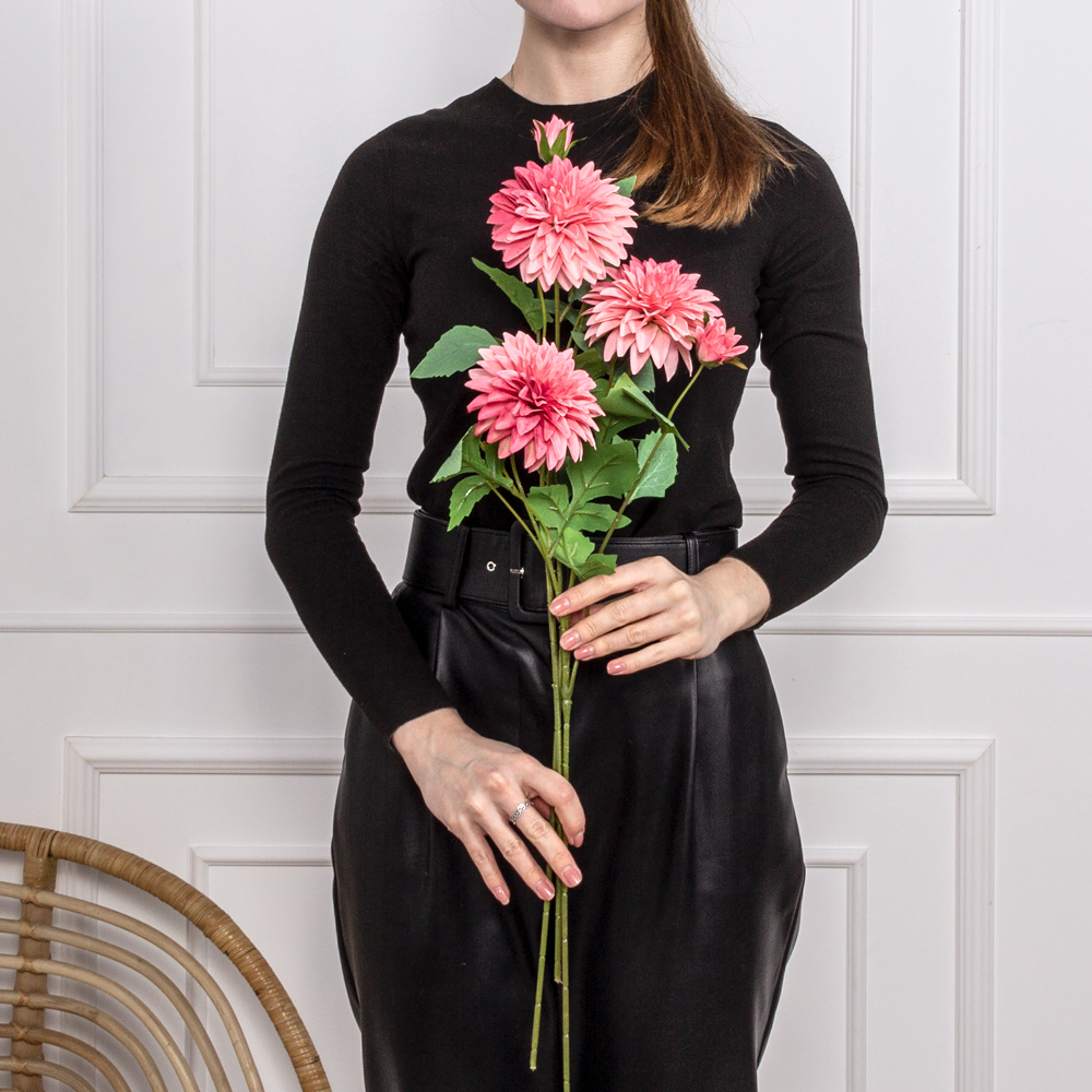 7141А/9120-24/1Р Георгин искусственный 1 голова, 1 бутон, h65см, розовый_4