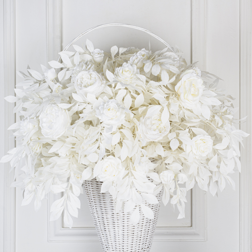 К430/3(з.) Композиция искусственная с розами в корзинке d30хh50см_1