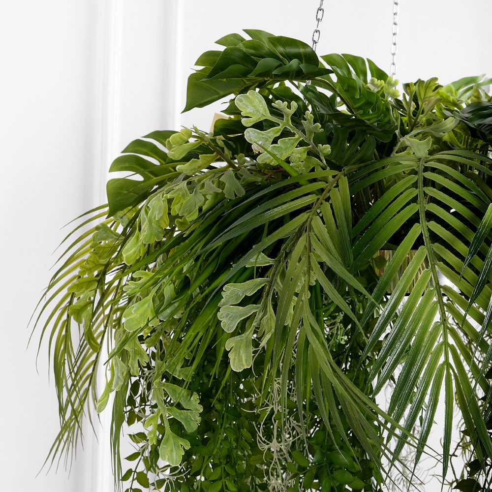 КЗ/23(F) Композиция искусственная Тропический микс с Тилландсией d40см на основ. с зеркальным дном_5