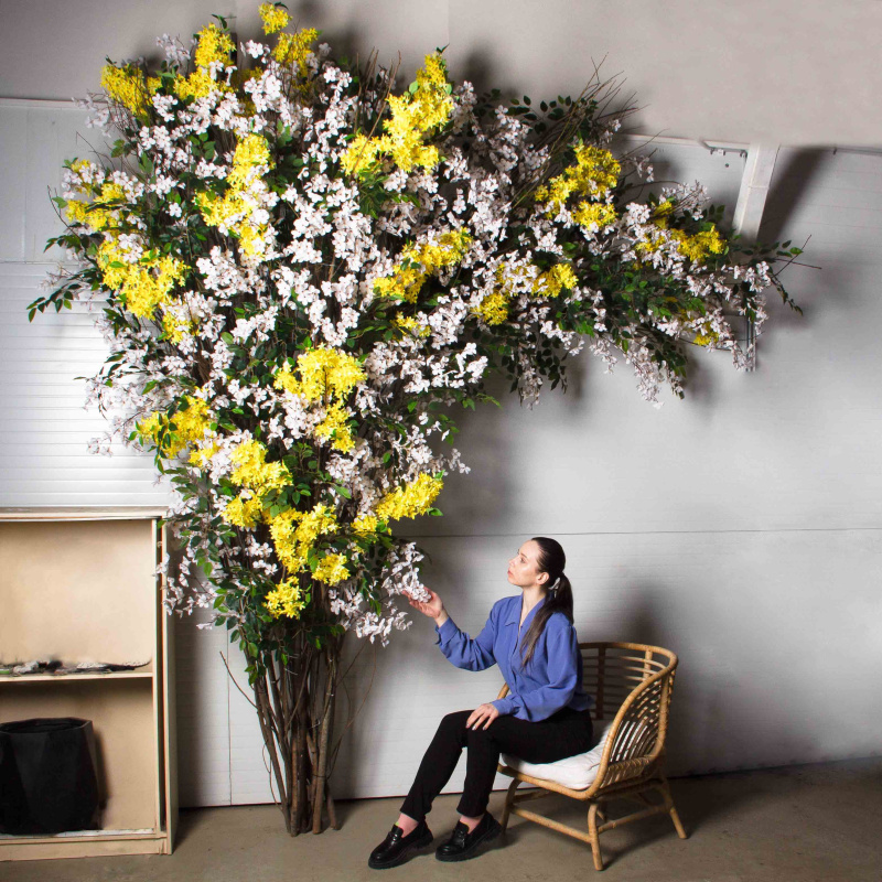 ДЛ159(F) Декор входной группы цветочный h 320 см на стволах, пристенный_1