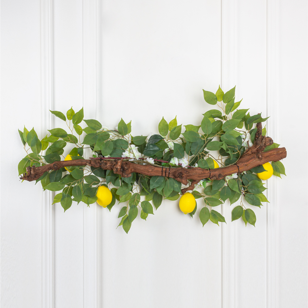 Л/ОС/07(з.) Лимон цветущий искусственный на оригинальном стволе L100см_4