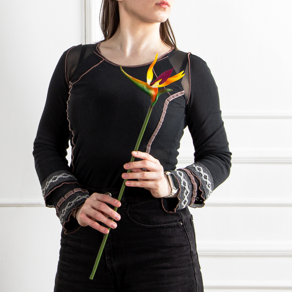 7141А/0287-0345/3(F) Стрелиция искусственная h60см(голова 13см d15см) желтая_6