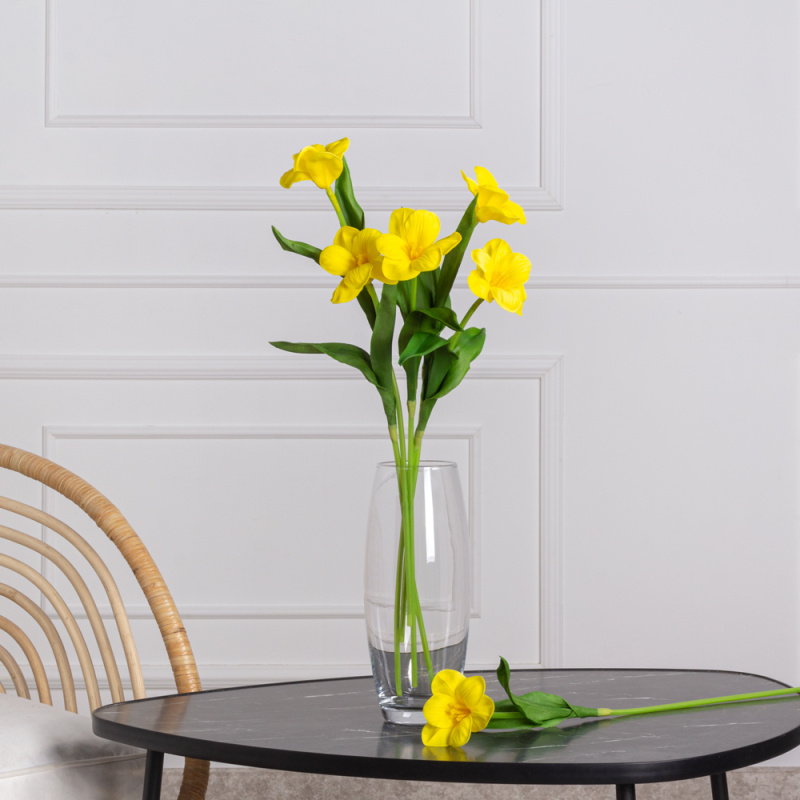 7141А/0443-02/3Р Тюльпан распустившийся искусственный d8см, h50см, желтый