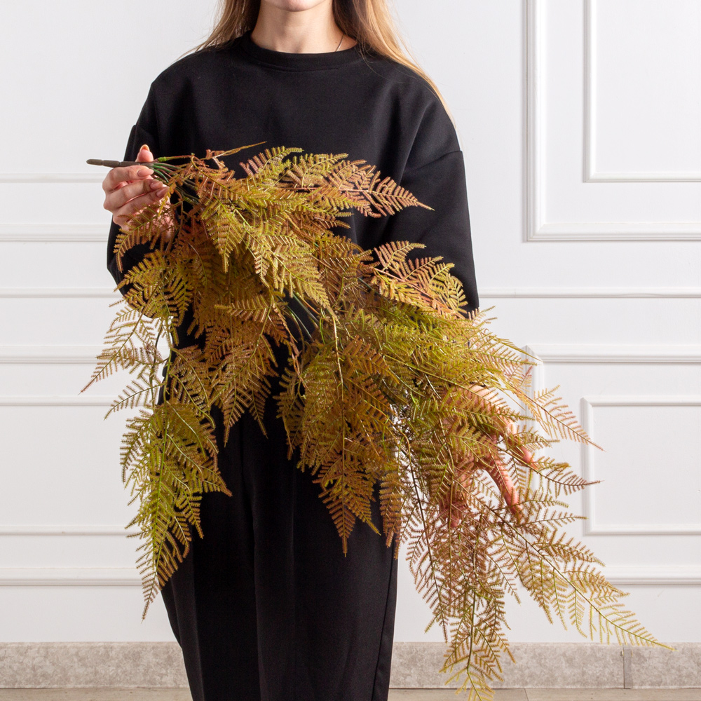 7143А/9152-14/1(F) Папоротник Щитовник  искусственный ампельный 8 частей h90см, бордовый_2