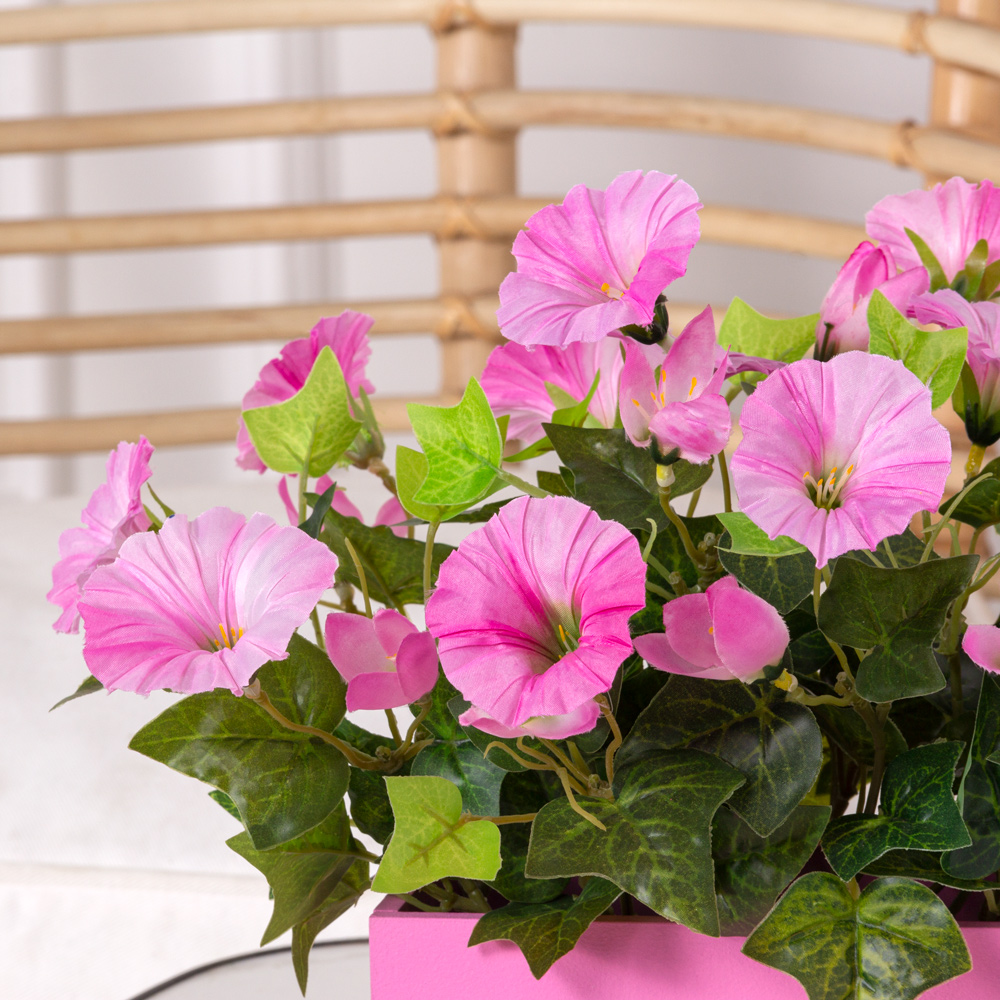 ТДЯ440-3 Петуния искусственная розовая в деревянном ящике 20х9х8см_2