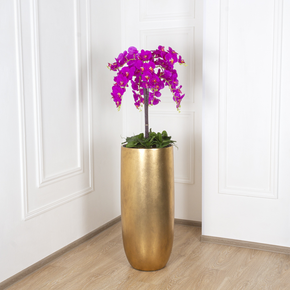 ЦК80*9/33-1 Орхидея Фаленопсис (белая)h80см(латекс) в интерьерном кашпо d17см_8