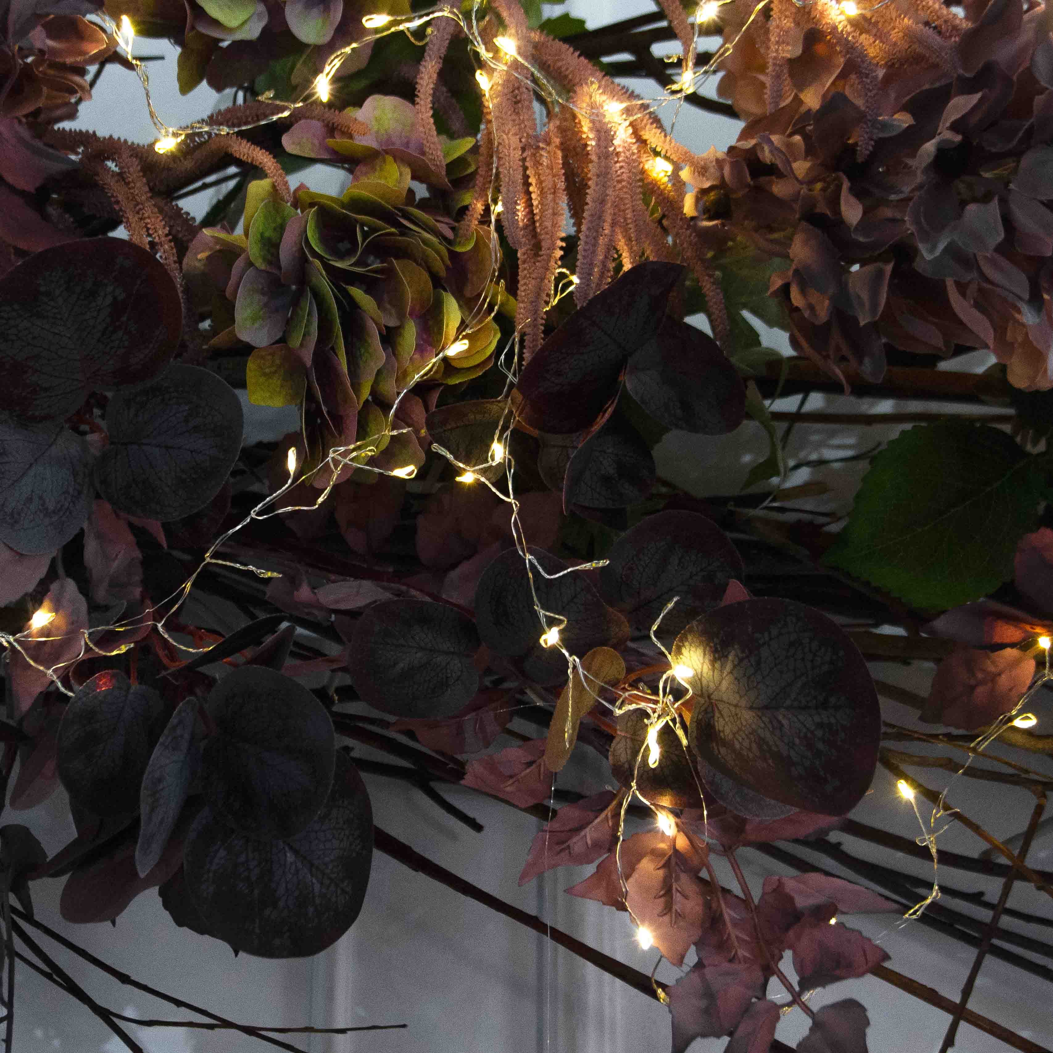 Л173/СВ03(Пр)(F) Лиана искусственная с гирлянлой Роса, пепельно-пурпурная L100см_4