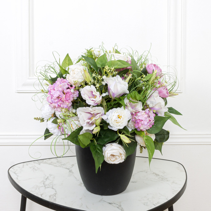 К264-2(з.) Композиция искусственная цветочная в кашпо d27см