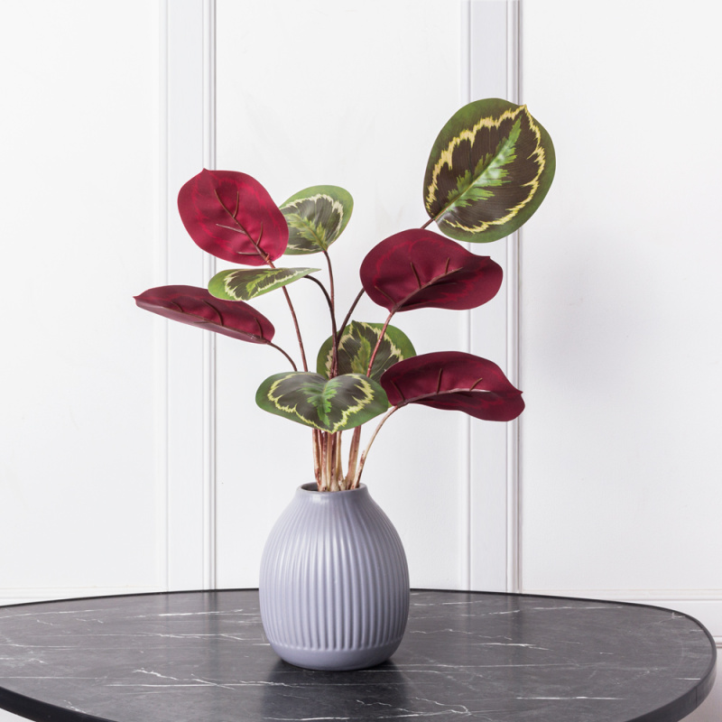 7143/А2790-266 Калатея Медальон искусственная куст h50см, зелено-белая (1432)