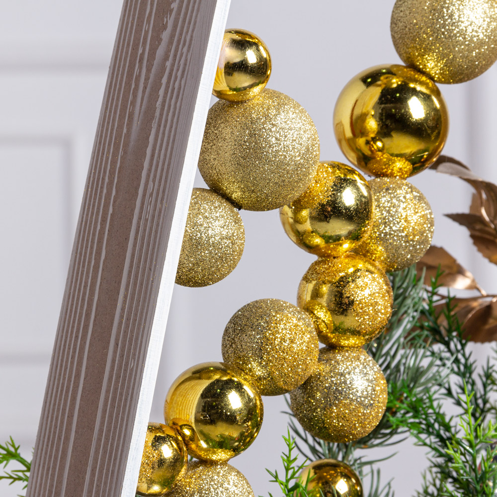 КНг59(F) Композиция искусственная НГ Елочка в ящике 40х9хh8см, золото_3