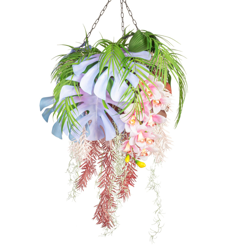КЗ/39(з.) Композиция искусственная Тропический микс на мет.основании d40см(свес 70см)
