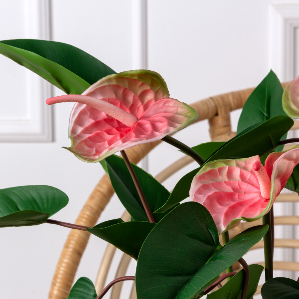 ЦС101 Антуриум искусственный с цветами h48см (латекс) в кашпо_1