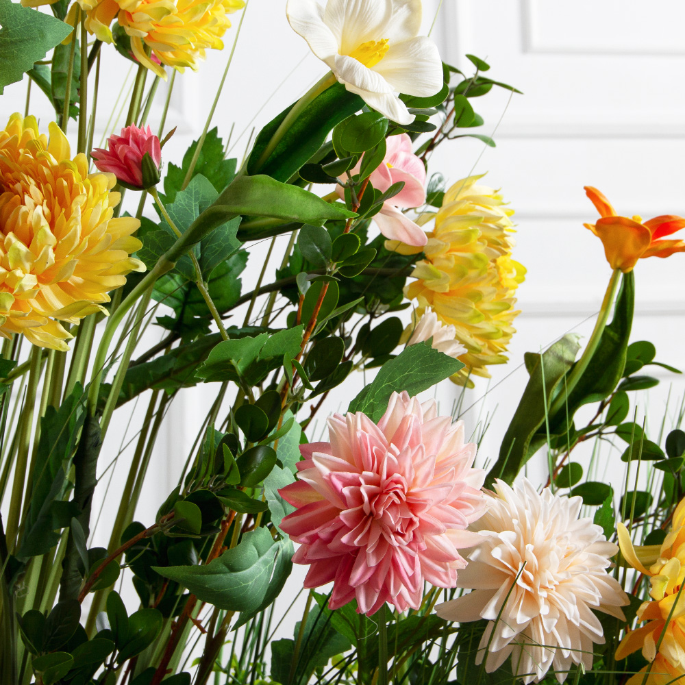 ВМ105-4(з)(F) Композиция искусственная цветы и трава на вставке 115х15хh10см_6