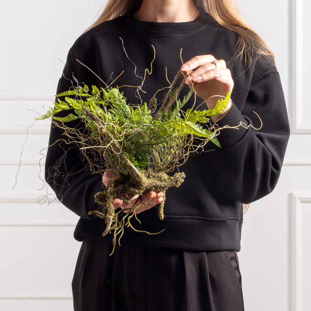 7143/0411-19(F) Корень замшелый с давалией h28см_3