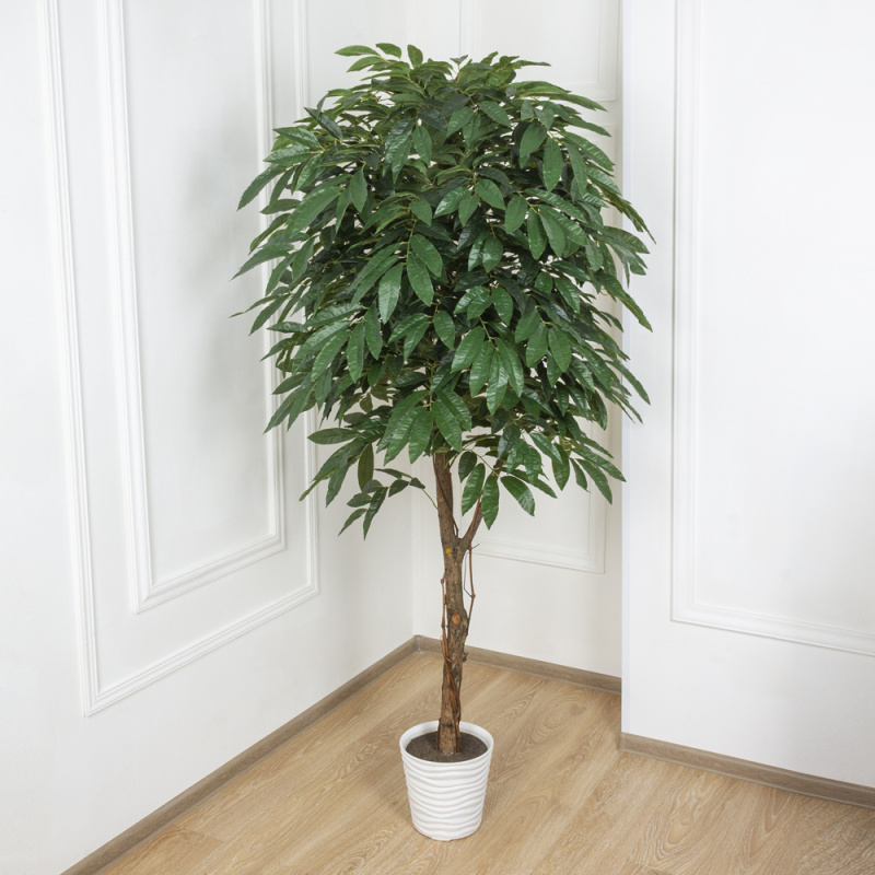 200/РН/220(з.) Дерево искусственное Манго без плодов h200см в интерьерном кашпо