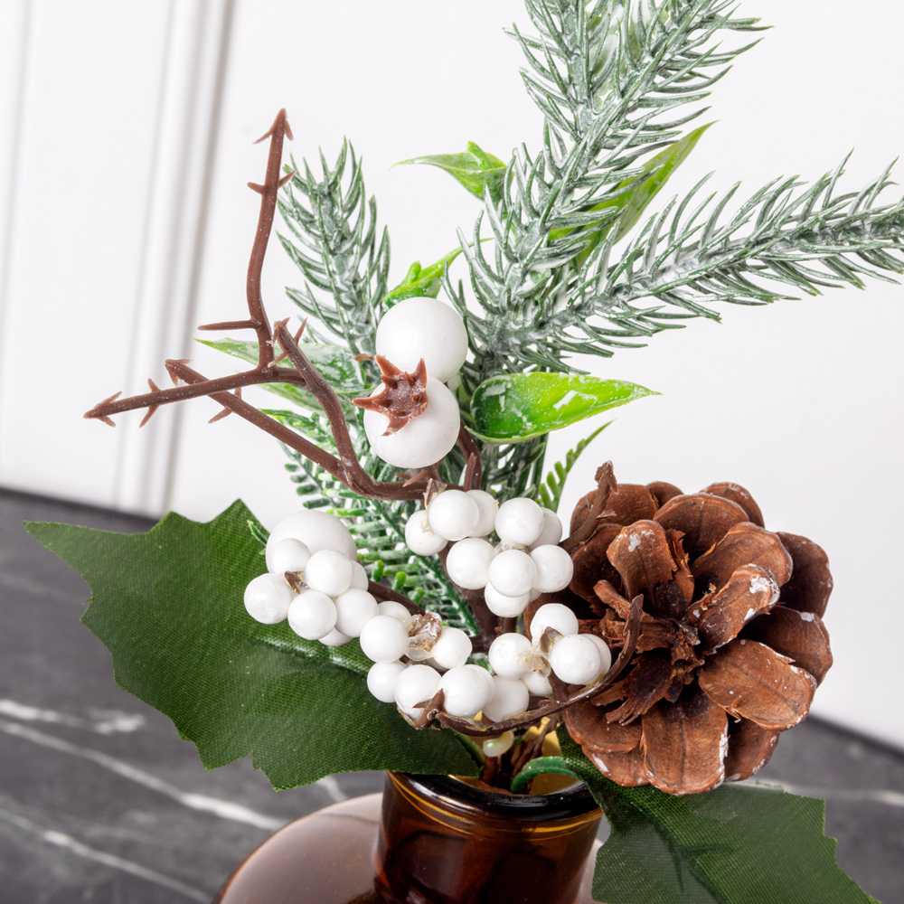 736/9271-06Р Пика НГ еловая с шишкой и белыми ягодами h24см_1