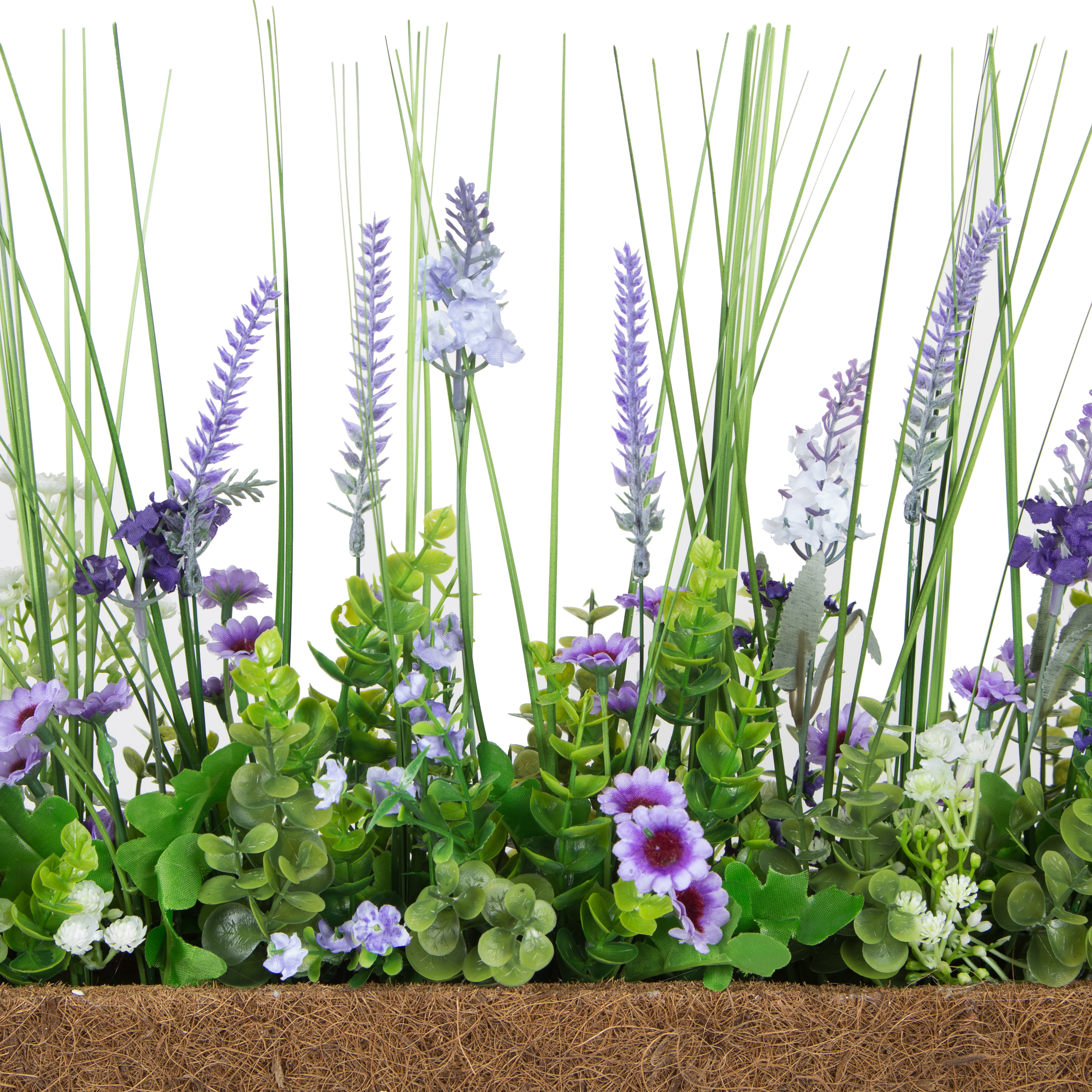 Б007-2/70-10(F) Лаванда искусственная h30см в кокосовом боксе 87,5х8х8см (бордюр), сиреневый_3