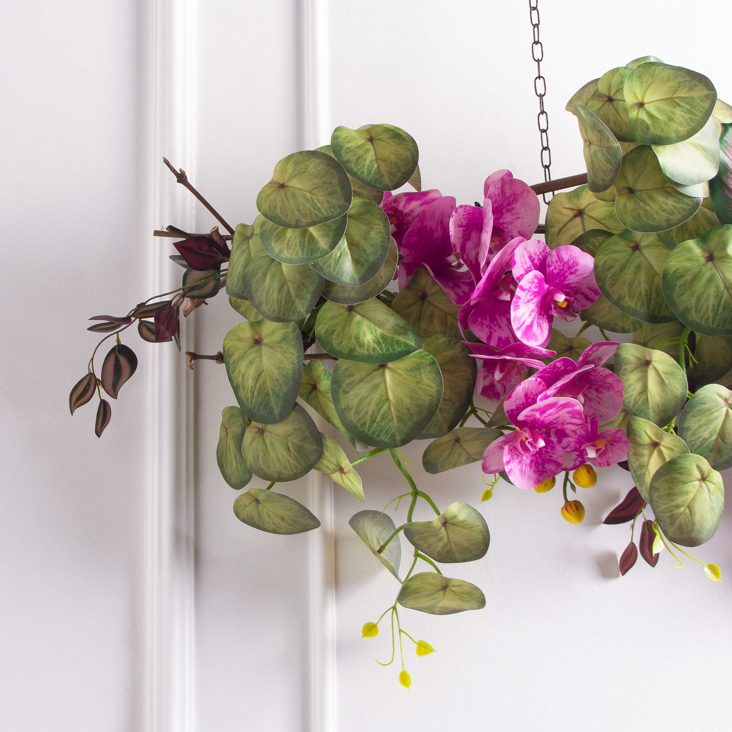 Л135-2(з)(F) Лиана тропическая с бордовой традесканцией и орхидеей L100см_2