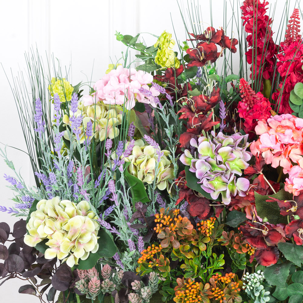 ВМ55(з.) Композиция искусственная Цветочная h62см на вставке 80х30х3см_2