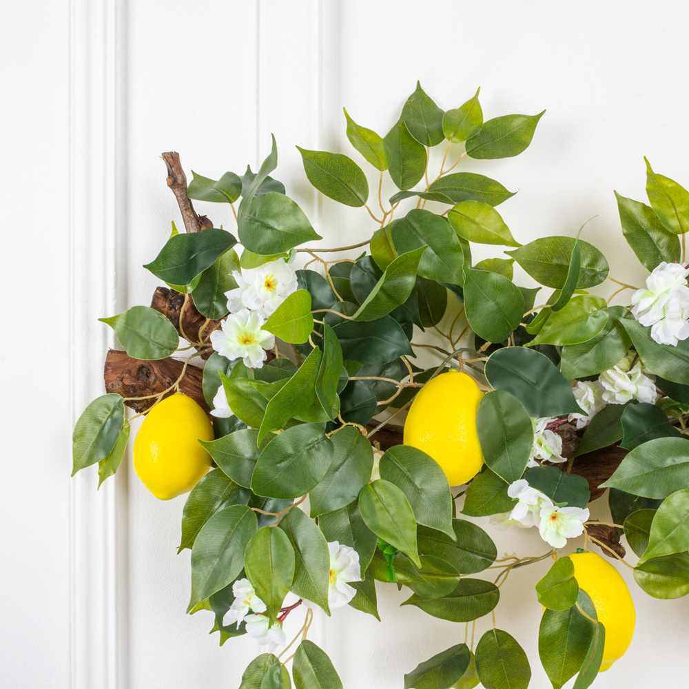 Л/ОС/07(з.) Лимон цветущий искусственный на оригинальном стволе L100см_1