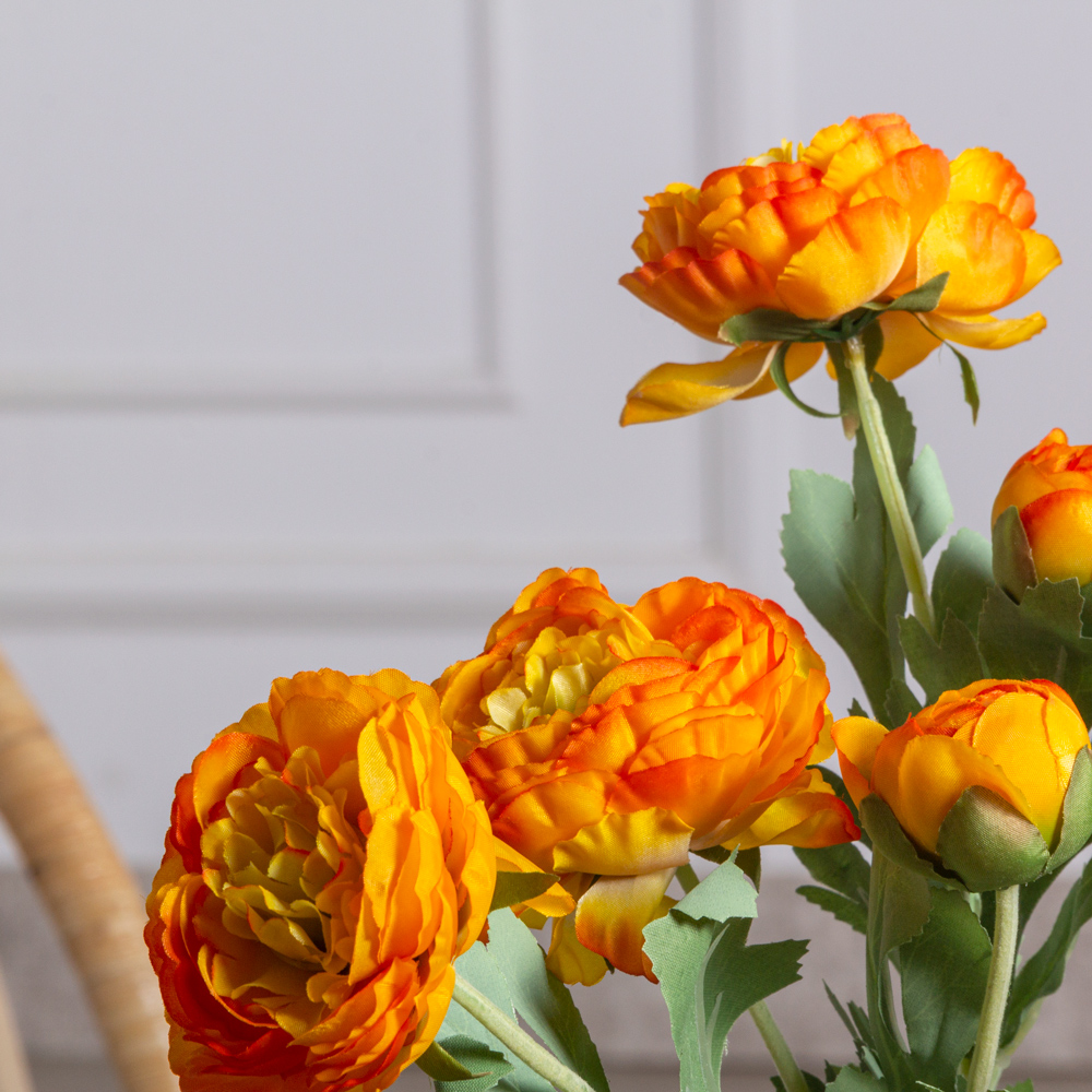 7141А/9149-09/18(F) Ранункулюс искусственный h50см,  оранжевый, 2головы, 1бутон_2