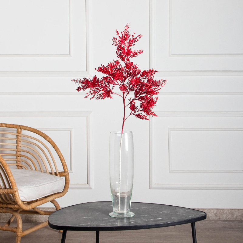 7143/0041-10/11(F) Ветка искусственная Мини самшит h97см, бордовая_1